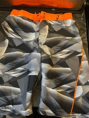 Gerry Weber Bright Orange and White Mesh-Lined Swim Shorts